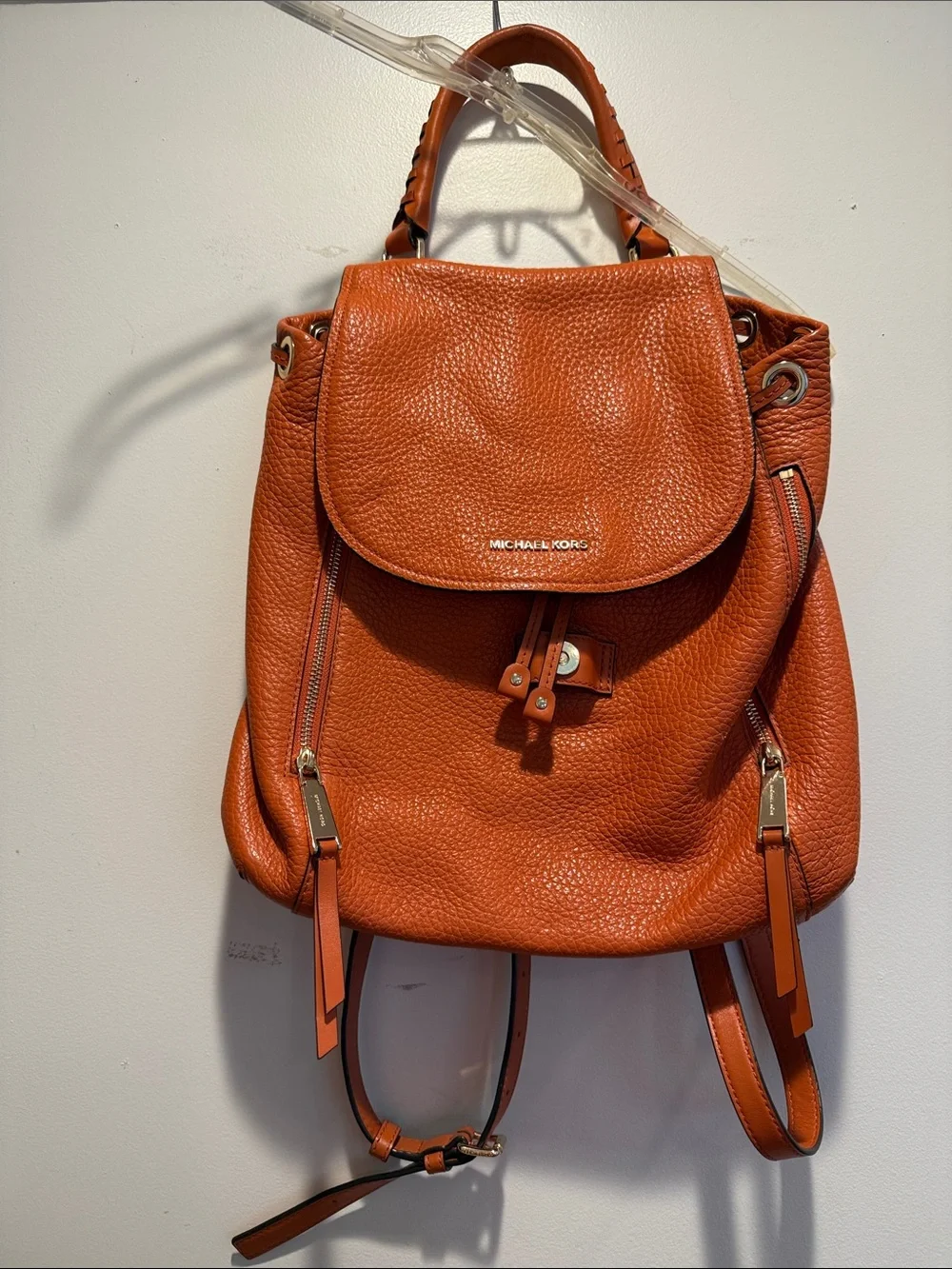 Michael Kors Orange Leather Backpack